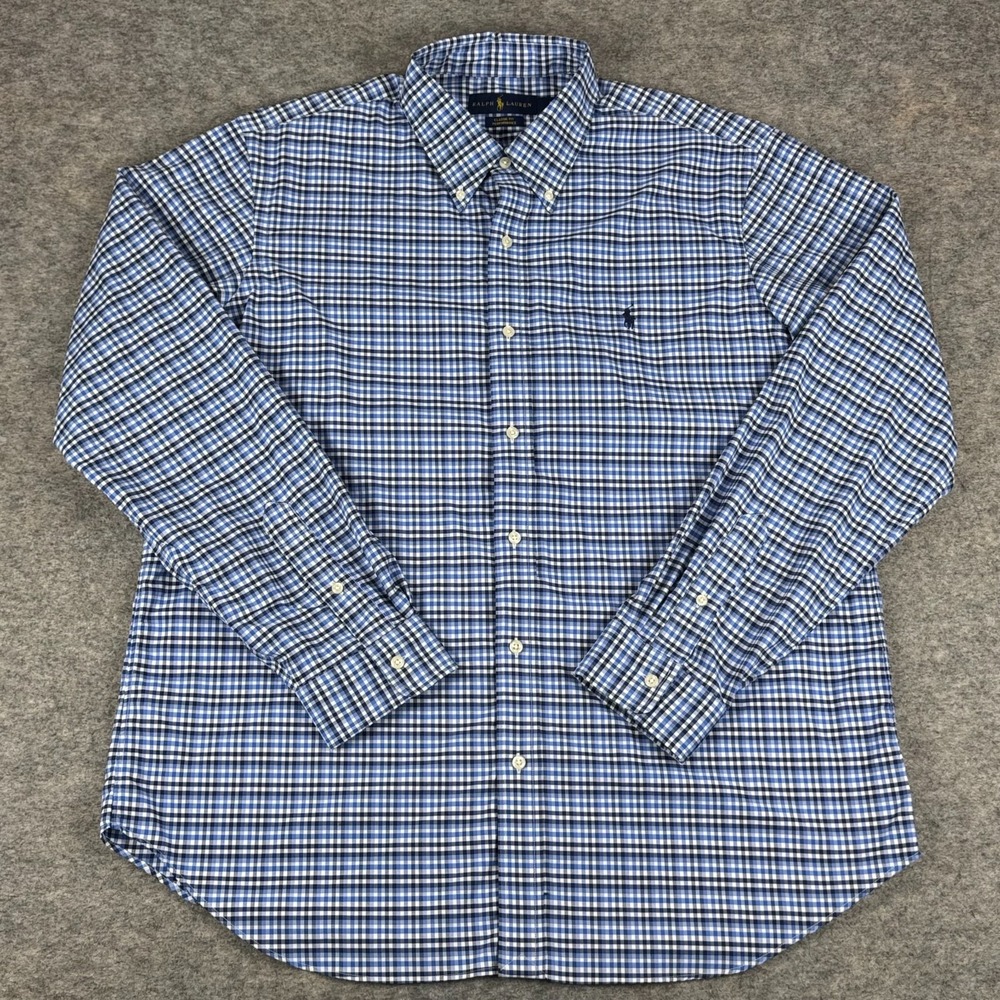 Ralph Lauren Classic Fit Performance Button Down Shirt Long Sleeve Plaid Mens XL